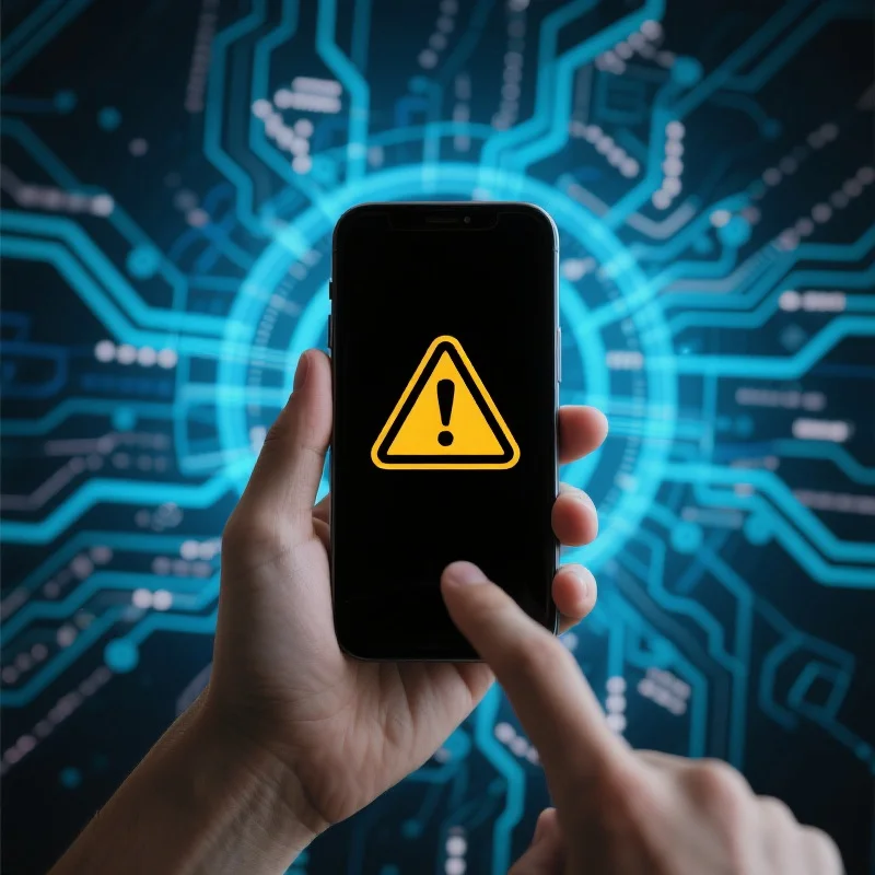 手机上显示警示标志，提醒用户在线安全